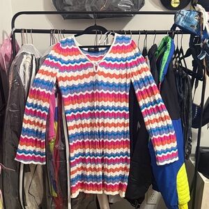 MINKPINK Wavy Blue and White Knit Top